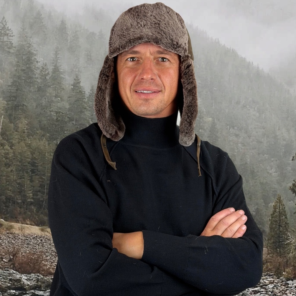 Shearling Sheepskin Leather Trapper Hat Aviator | Winter Hat | Ushanka - Picture 8 of 8